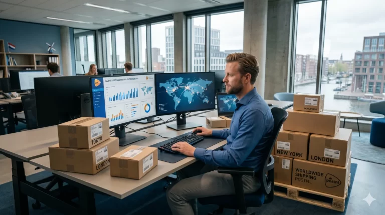 Infographic: Internationale E-Commerce Starten - stappen en strategieën voor Nederlandse bedrijven om wereldwijd online te gr